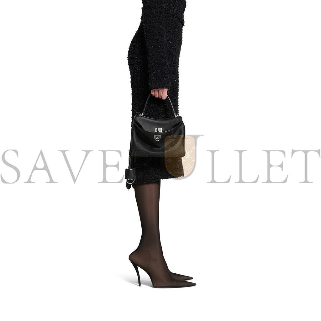 BALENCIAGA RODEO MINI HANDBAG IN BLACK SMOOTH CALFSKIN (23*10*8cm)